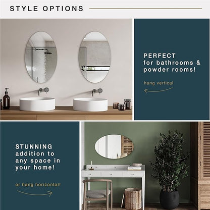 Mirror Sticker for Wall(Oval+Rectangular) Pack of 2 (BUY 1 GET 1 FREE)